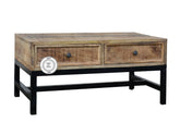 Industrial Indian Solid Wood And Metal Legs Coffee Table Natural